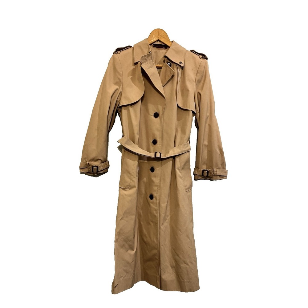 Vintage 70s ETIENNE AIGNER Women's Sz 8 Trench Coat Classic Camel Brown Belted